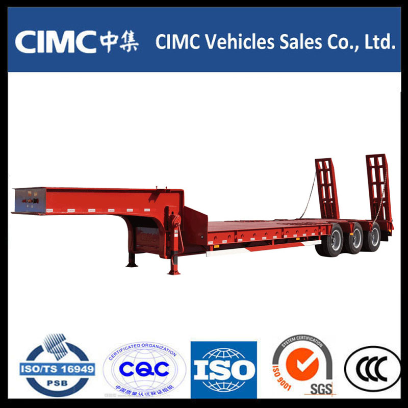 Cimc 3 Asse 700ton Low Bed Semi Trailer con rampa idraulica