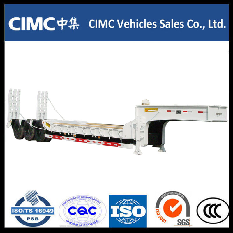 Cimc 3 Asse 700ton Low Bed Semi Trailer con rampa idraulica
