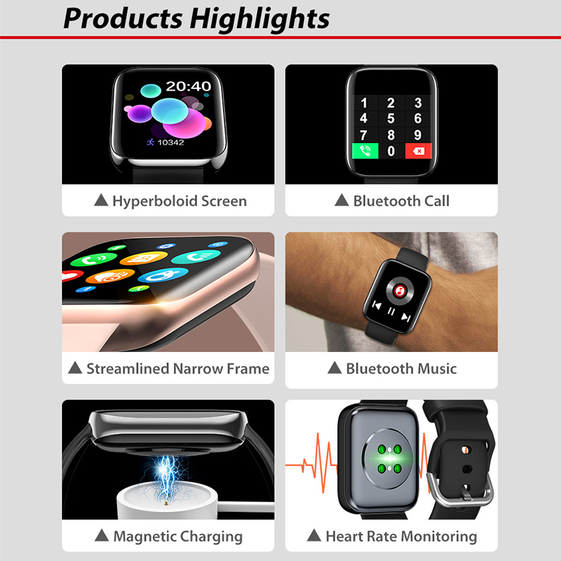 Smart Watch, Fitness Tracker con Monitor della frequenza cardiaca, Activity Tracker con 1.3