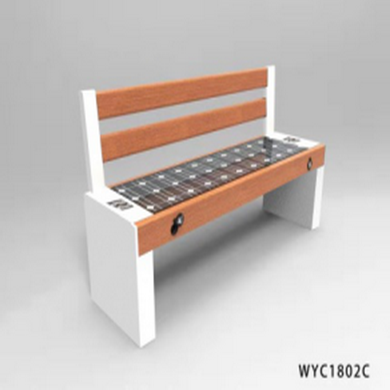 Grande formato WPM Wood Galvanized Steel Smart Voice Solar Bench
