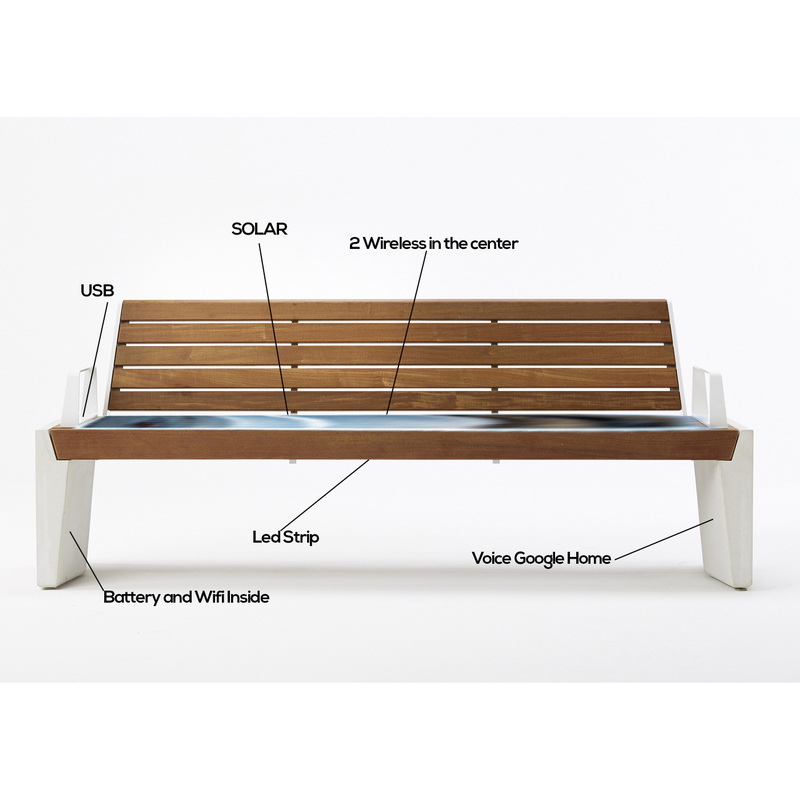 Nuovo design legno colore di alta qualità solare intelligente Bench