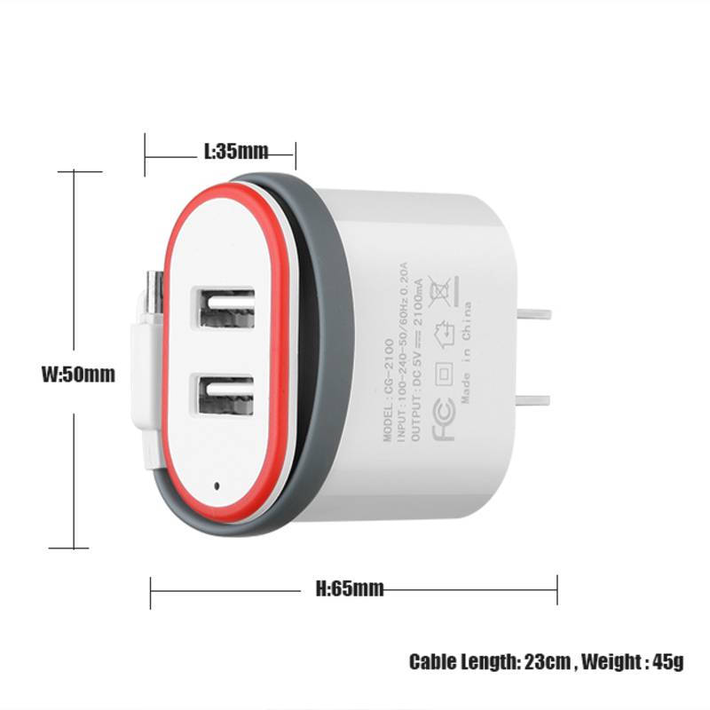 Logo OEM Gli ultimi accessori per cellulari Caricabatterie rapido USB 5V con presa rapida e rapida per telefono Android Caricatore da muro USB con caricatore multiplo per telefono Android