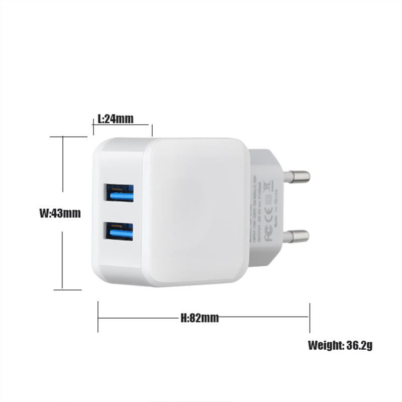 Caricabatterie rapido per telefono cellulare Adattatore universale 2 porte USB Caricabatterie universale da viaggio multiuso portatile