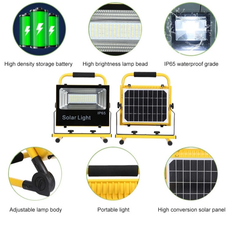 New Aluminum impermeabile ip65 portatile SMD 50w 100w tutto in una luce solare di inondazione