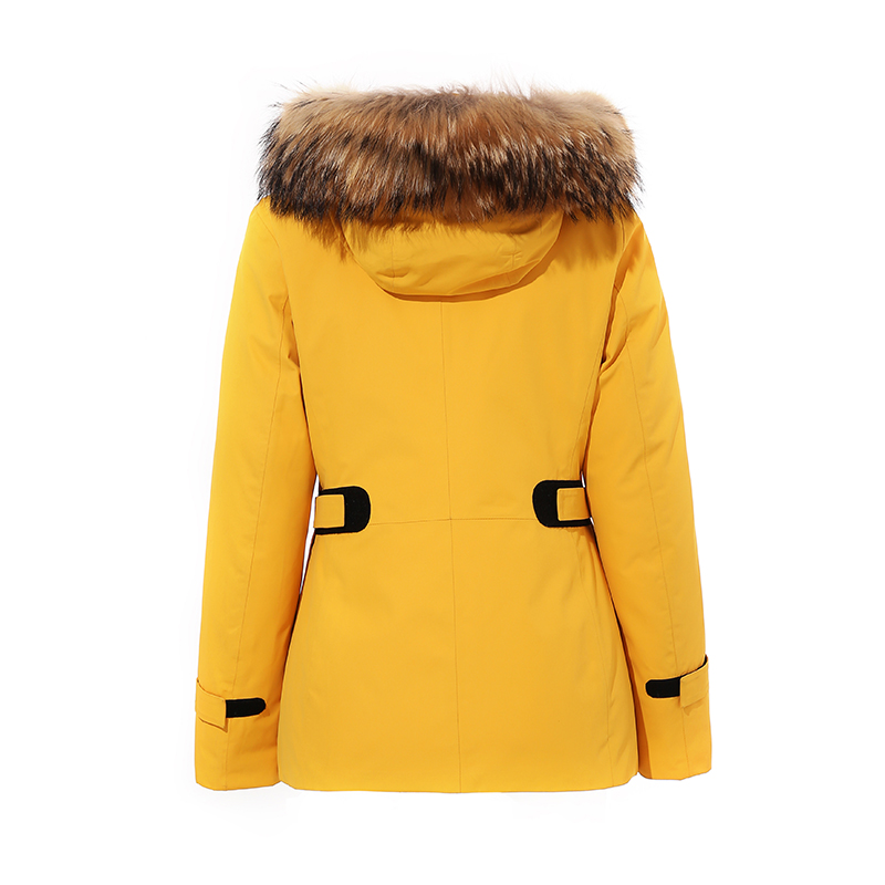 Ladies parka con pelliccia naturale / giù giacca