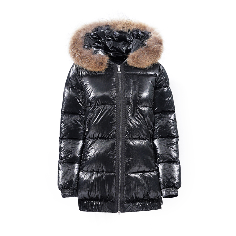 Ladies'matallic giacca calda con vero pelo