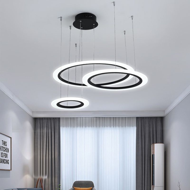 Fantasia moderna acrilico cerchio luci anello lampadari apparecchio rotondo appeso luce circolare lampada a sospensione a led per ristorante