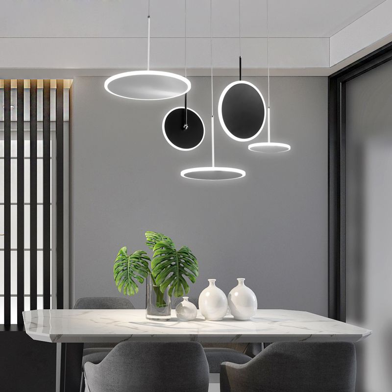 Design nordico Decorazioni per la casa con lampada a sospensione a LED in acrilico rotondo in ferro