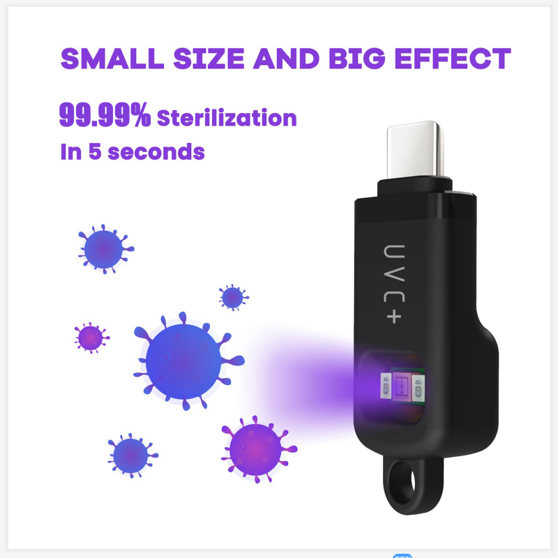 Nuovo arrivo: sterilizzatore UVC + LED Sterilizzazione portatile al 99% in 5 secondi