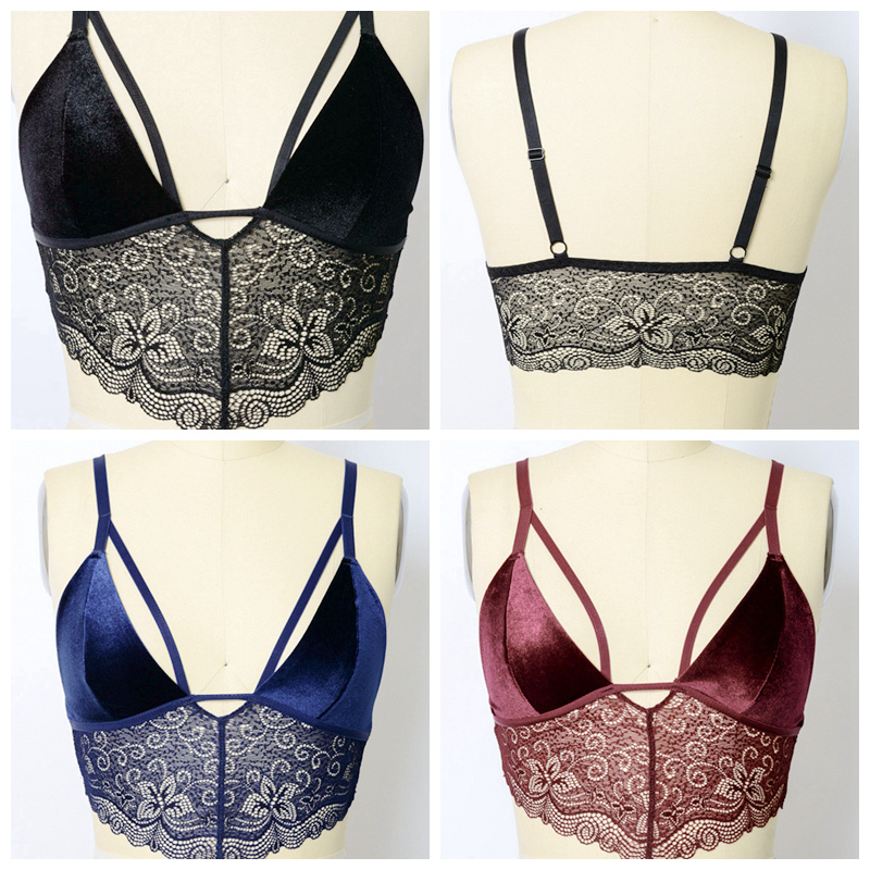GA-5401 Grace Girl Girl Velvet Longline pizzo Bralette all'ingrosso