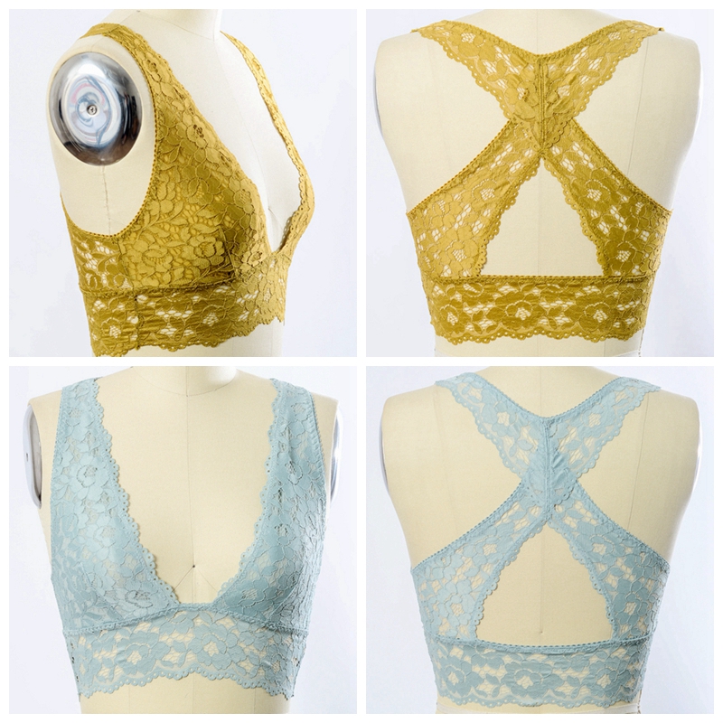 GA-5418 Grace Girl Girl PLunge Racerback Pizzo Bralette all'ingrosso