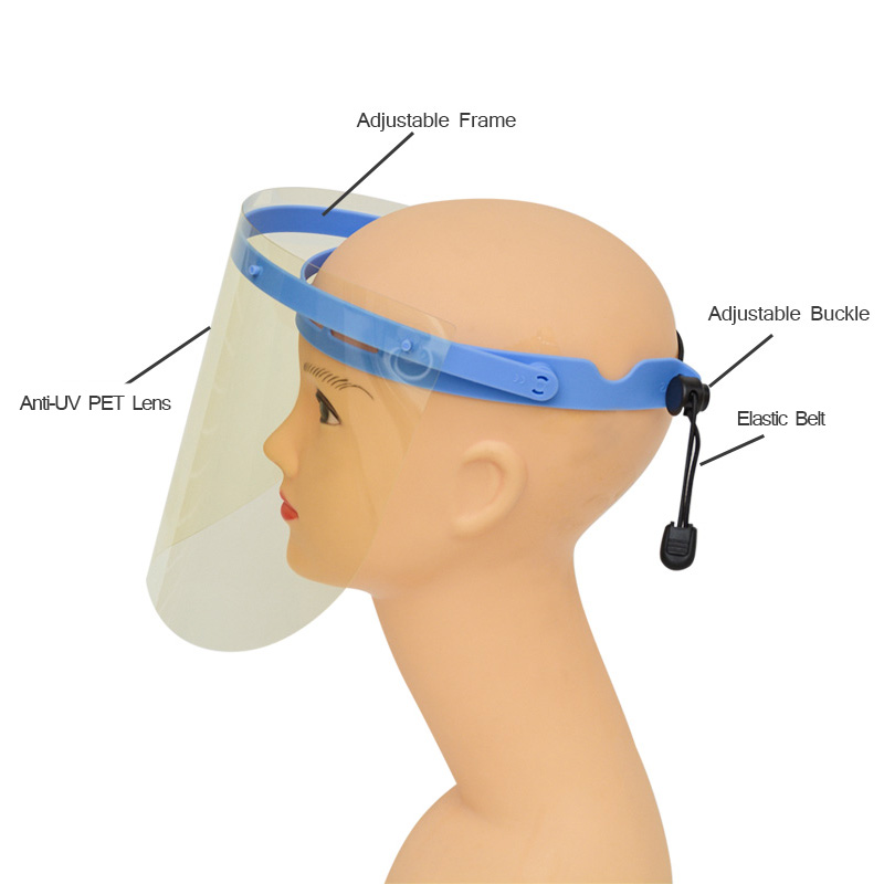 Visiera protettiva in PET anti-appannamento regolabile anti-UV da 0,35 mm