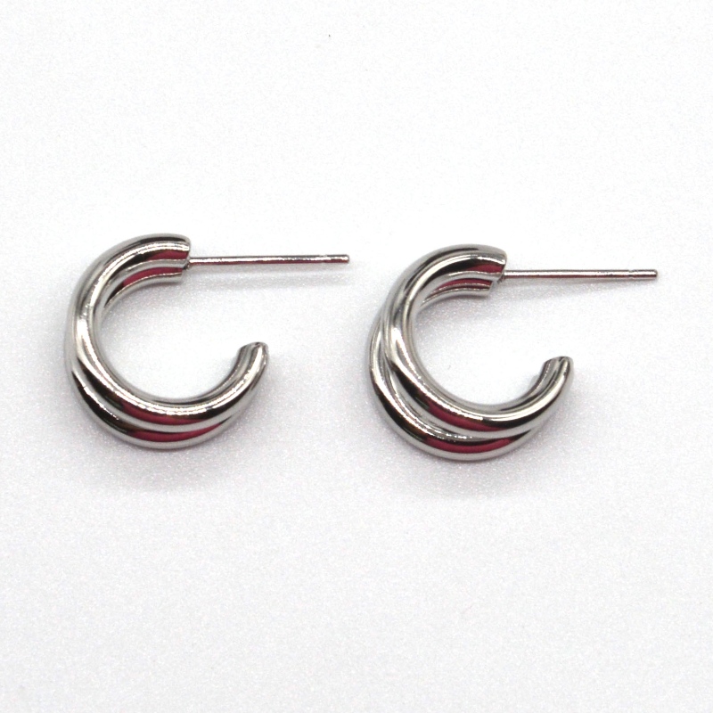 Orecchini a cerchio in argento spesso doppio anello a C retrò geometrica in metallo rock punk cerchio rotondo orecchini pendenti per ragazze femminili orecchini gioielli Cina Ruifanbao fabbrica di lavorazione di gioielli