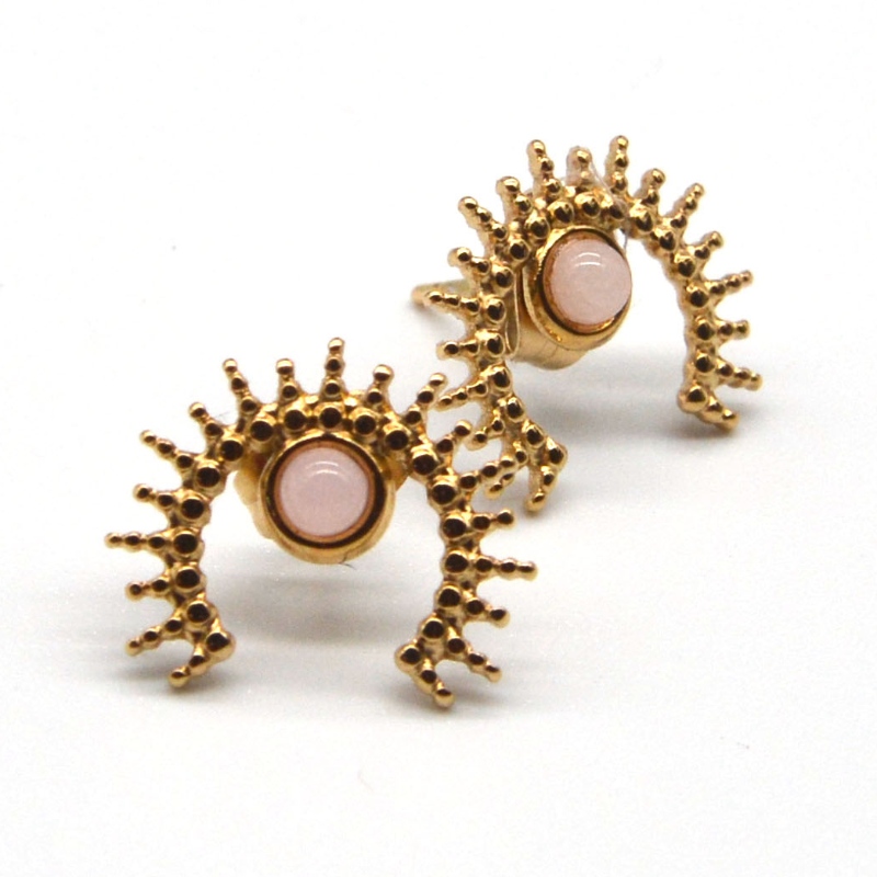 Orecchini in agata placcati oro, orecchini da donna in oro in acciaio inossidabile Fabbrica di lavorazione di gioielli in Cina Ruifanbao