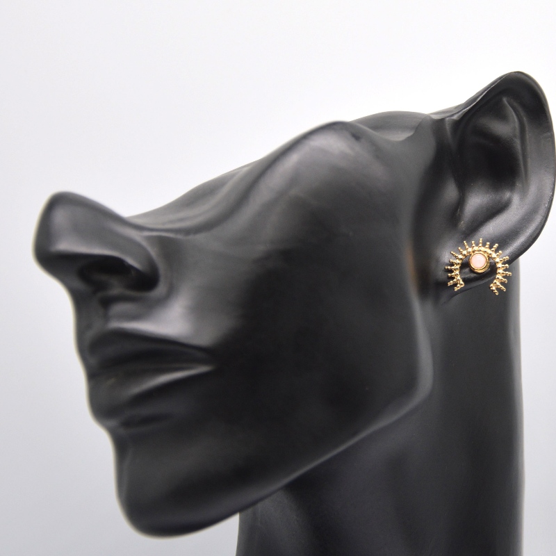 Orecchini in agata placcati oro, orecchini da donna in oro in acciaio inossidabile Fabbrica di lavorazione di gioielli in Cina Ruifanbao