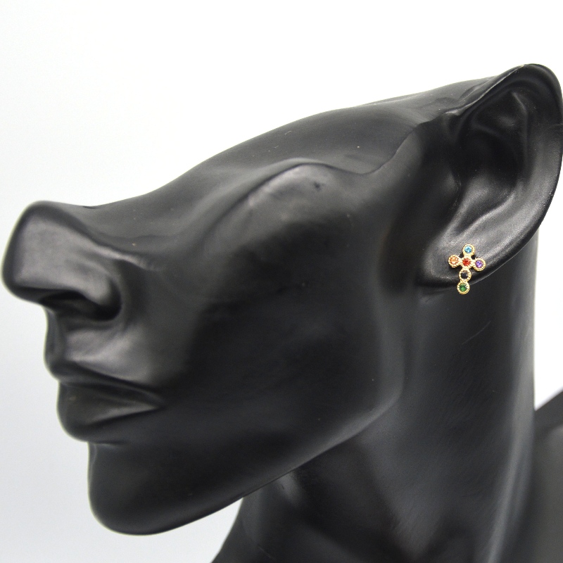 Orecchini croce mini pavé di zirconi da donna con croce Cina fabbrica di lavorazione di gioielli Ruifanbao