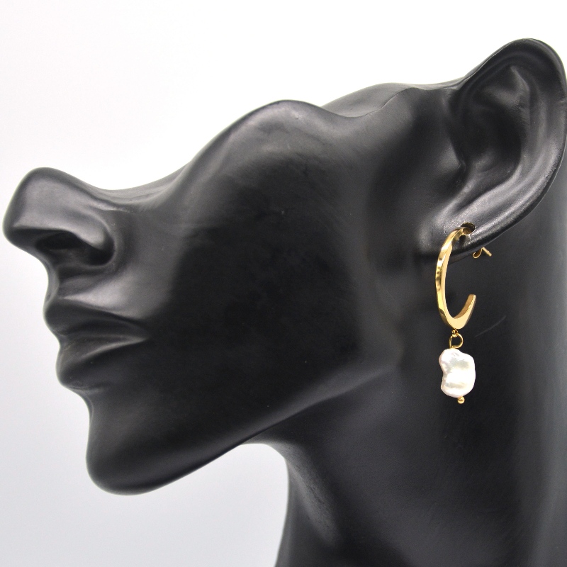 Semplici orecchini di perle imitazione oro orecchini pendenti a forma di C orecchini pendenti lunghi da donna gioielli Cina fabbrica di lavorazione dei gioielli Ruifanbao