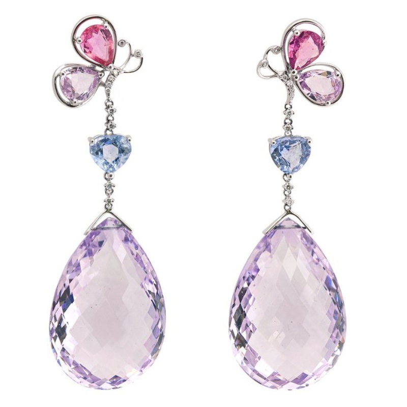 925 sterling silver farfalla orecchini pendenti artiglio impostazione artigianale fabbrica di lavorazione dei gioielli Cina Ruifanbao