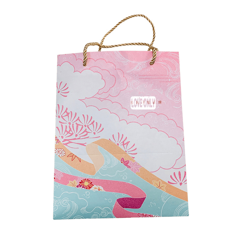 Pink Gift Bags con Golden Handles Kraft Paper Bags Party Bags