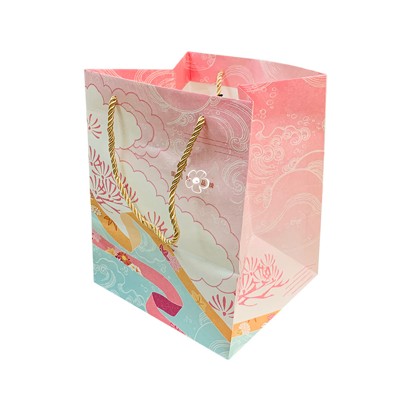 Pink Gift Bags con Golden Handles Kraft Paper Bags Party Bags