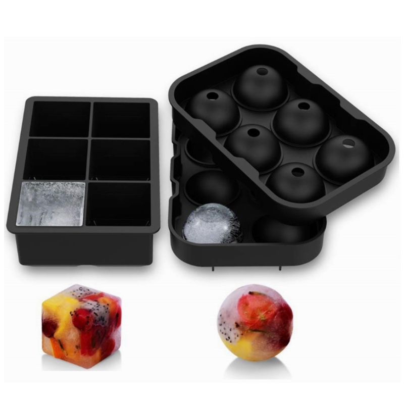Set 6 ghiacciaia in silicone con 6 reticoli di ghiaccio 2 pezzi di stampo per blocchi di ghiaccio per whisky all'ingrosso