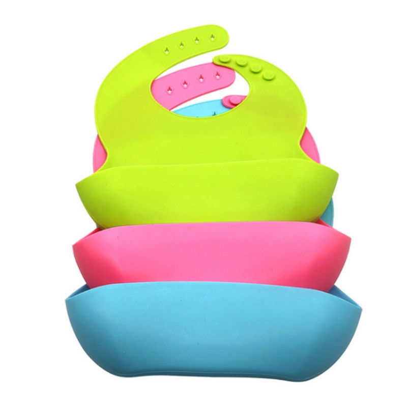 Silicone piatto di plastica ovale integrato Silicone Baby Bib