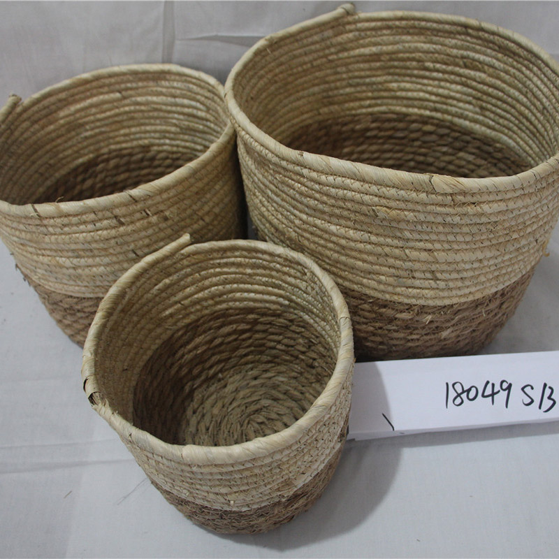 Cesto portaoggetti di alghe naturali con coperchio e maniglie Cesto portaoggetti