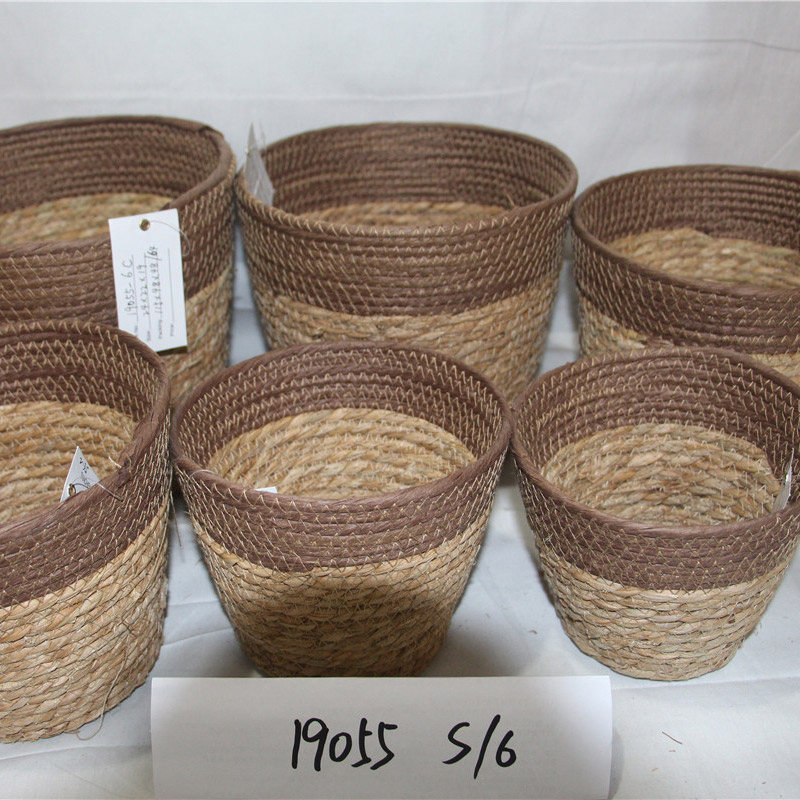 Portaoggetti per la casa Cesto per l'erba Oem e Odm Organizzazione per la conservazione domestica personalizzata Cesto per l'erba di mare decorativo in lino