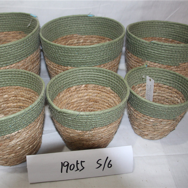 Portaoggetti per la casa Cesto per l'erba Oem e Odm Organizzazione per la conservazione domestica personalizzata Cesto per l'erba di mare decorativo in lino