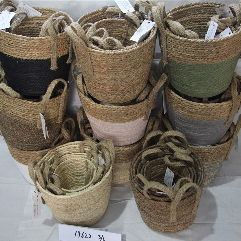Ottimo cesto di paglia alla moda e cesto portaoggetti per la decorazione domestica