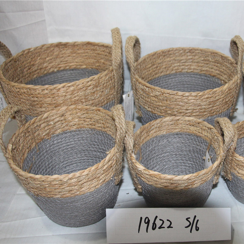 Ottimo cesto di paglia alla moda e cesto portaoggetti per la decorazione domestica