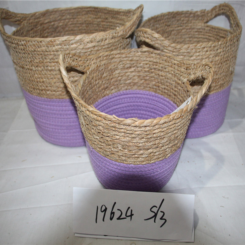 Scatola portaoggetti in paglia fatta a mano Cesto di alghe Cesto di frutta in rattan Cestini portaoggetti intrecciati Organizzatore di trucco