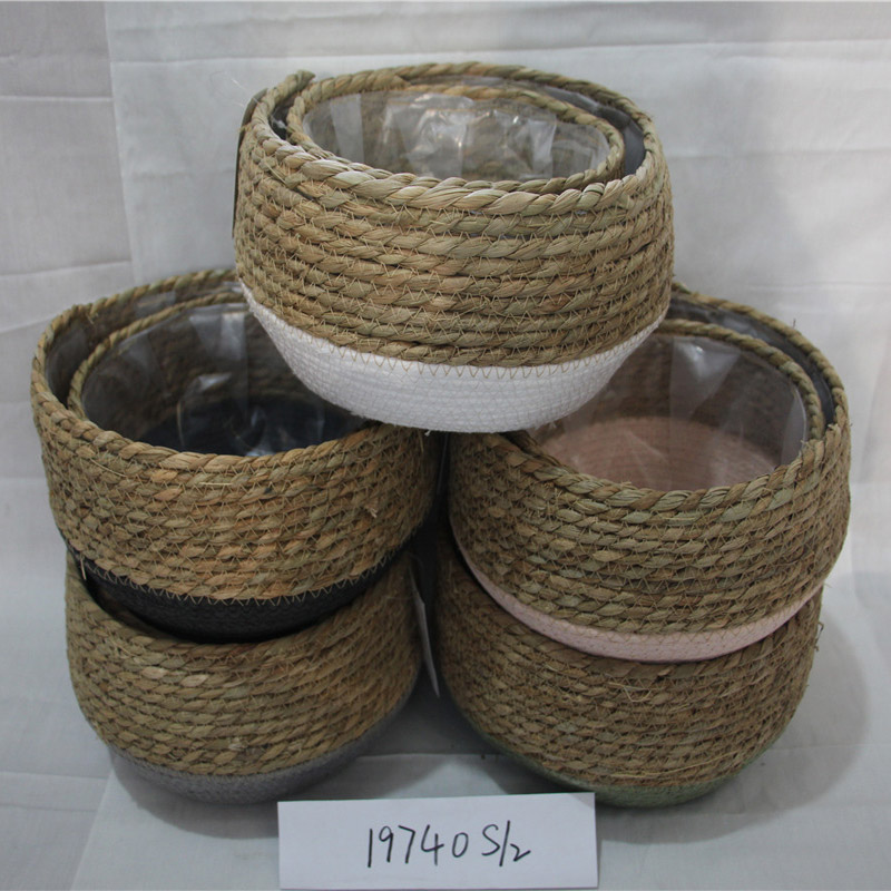 Cesto portaoggetti in corda di cotone intrecciato bianco con decorazioni per la casa personalizzate all'ingrosso