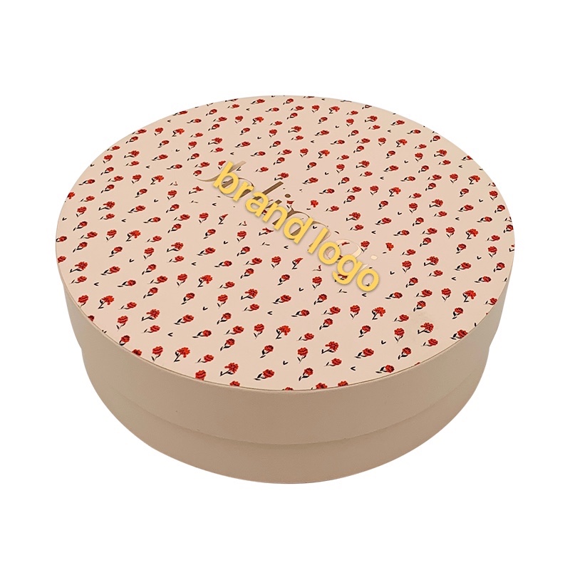 Pink Foil Logo Round Storage Box Cardboard Box Round Gift Case