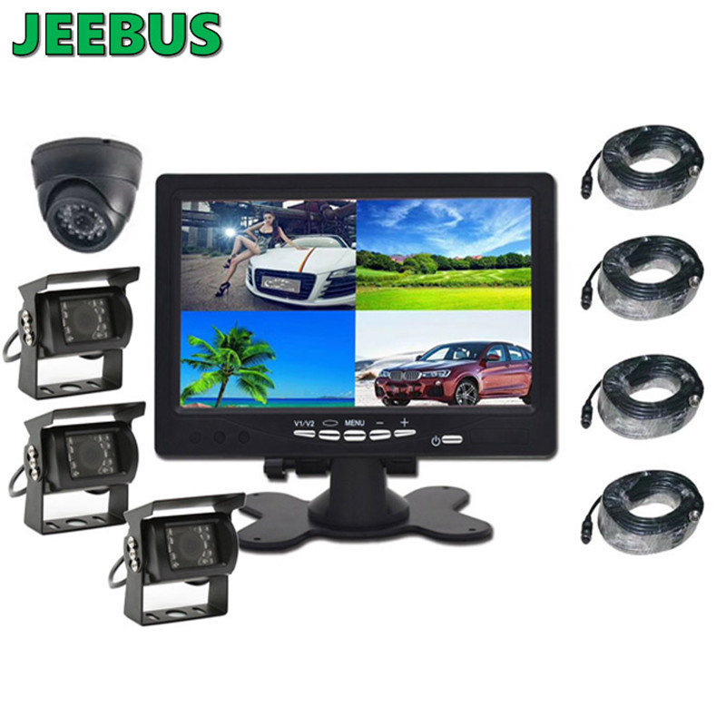 Sistema di monitoraggio Quad DVR cablato AHD da 7 pollici con telecamera per camion
