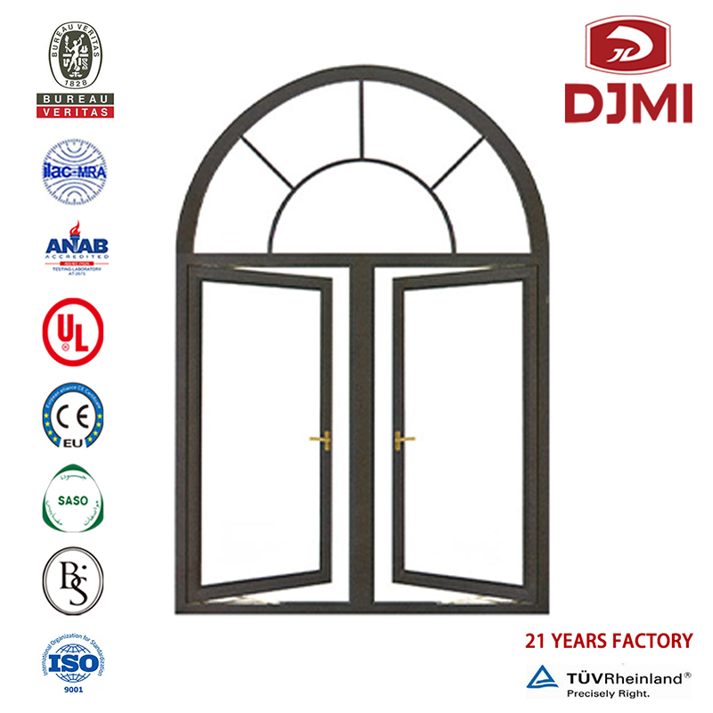 Finestra d'isolamento acustico Cina Produttore di marca Nuovo Blind all'interno di doppio vetro Profilo di alluminio Swing Windows Veranda Finestra Hot Selling Wooden Arch Aluminum Windows Sale Casement con Grill Design per Australia Bur...