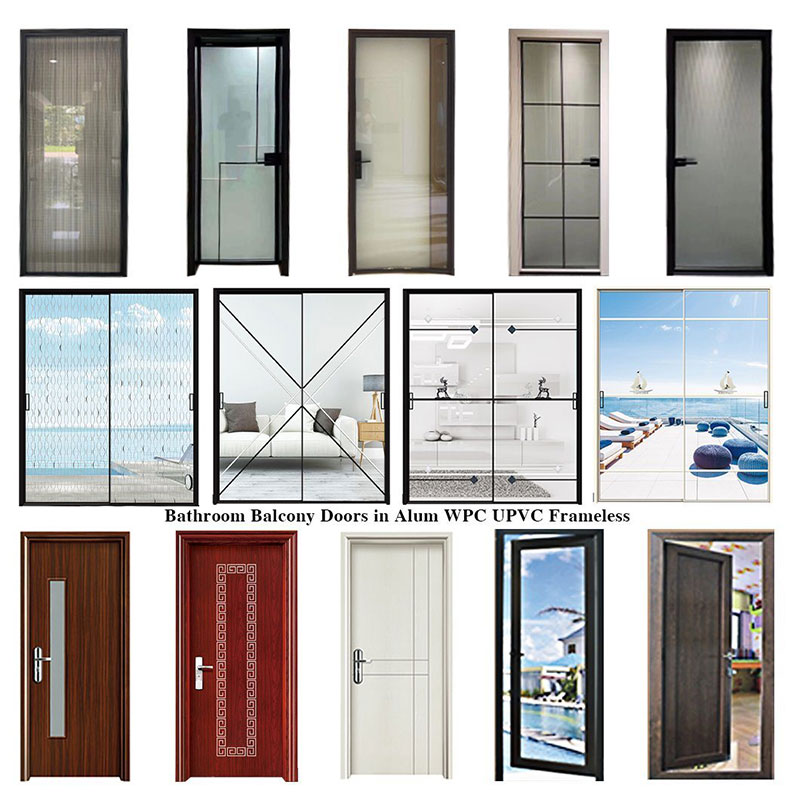 Brand New Wood Washroom Door Interior Doors Hot Selling Wood Glass Design Hotel Doors Ports Wooden Wpc Multifunzionali interni in legno Designer Doors Tempred Glass Bathroom Door