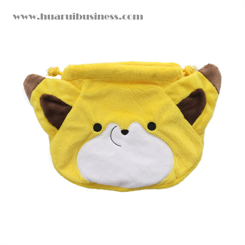 breve orso fugace e fox drawing plush bag, borsone a corde, borsa cosmetica