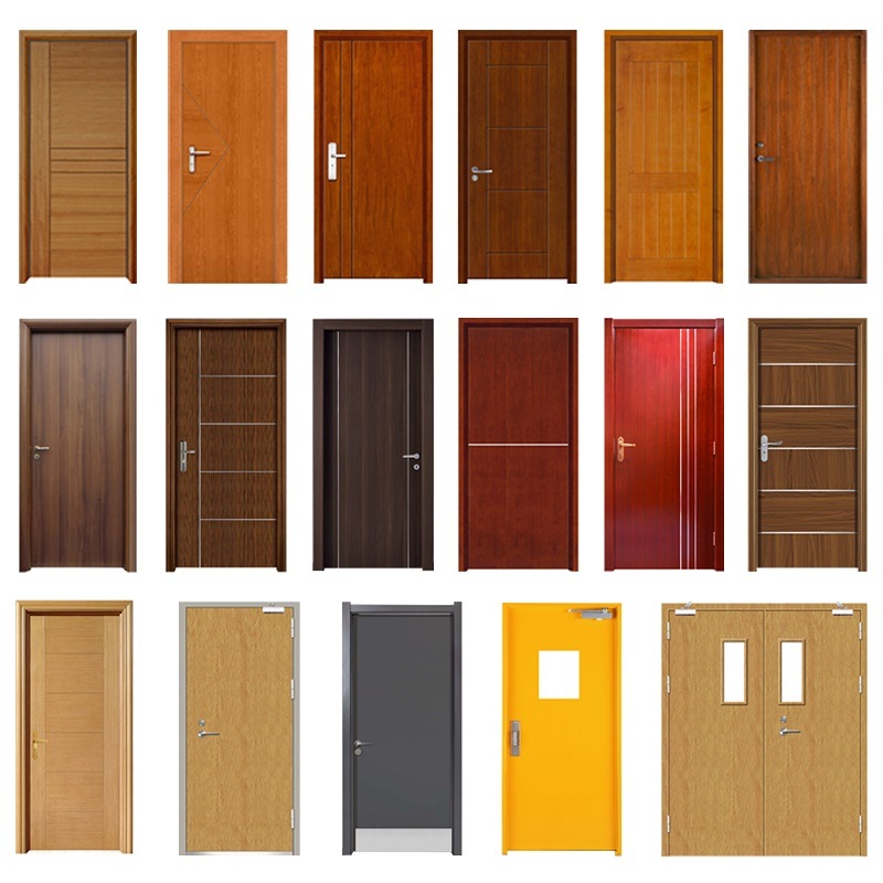 China Factory Wooden Doors Fd30 Fire Wood Door High Quality 1.5 Hours Rated Composite Fire Doors Modern Wood Doors Designs Cheapy Pre-Hung Doors Proof In Shanghai External Fire Door with Vision Panel