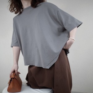 Design flessibile Minimalist Round Collar stile maniche Stitugiato stile Cassual Solid color cotone e lino sovradimensionato personalizzato 126311 T camicie