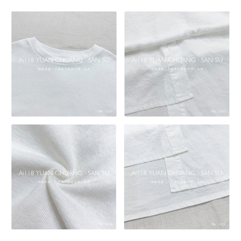 Design a cerniera Minimalist Round Collar stile maniche Stitugiato stile Cassual Solid color cotone e lino sovradimensionato personalizzato 12626 T-camicie