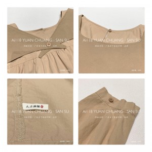 Design ampio Minimalista Elegante Casual Tinta unita Cotone stampato e lino oversize personalizzati 19595 Abiti camicia