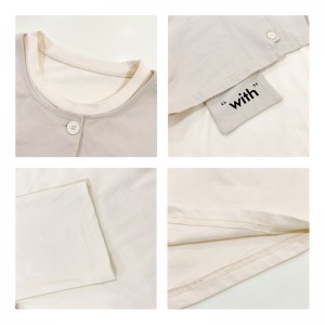 Design flessibile in stile Minimalist Round Collar stile maniche Stitugiato stile Cassual Solid color cotone e lino sovradimensionato personalizzato 12729 False due pezzi Sweatshirts