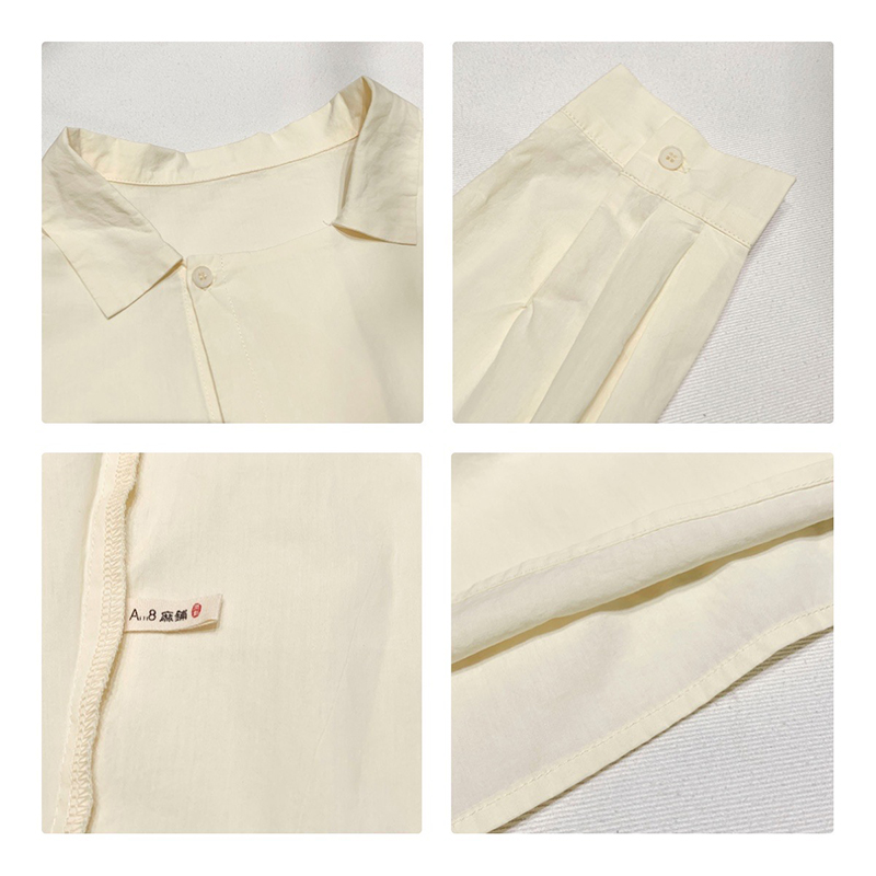 Design flessibile Minimalista colore solido Casual di colore grezzo Sfogato su misura esagerata 17706 Camicia allentata