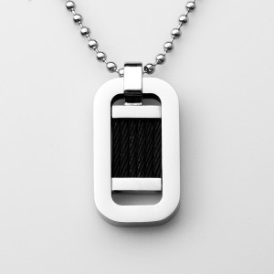 Collana con pendente in filo d\'acciaio nero bicolore in acciaio inossidabile all\'ingrosso