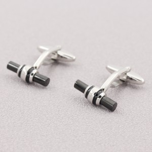 Gemelli da uomo in acciaio inossidabile placcato nero bicolore per regalo