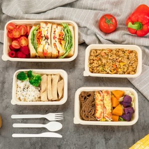 Contenitori per alimenti biodegradabili ecologici rettangolari contenitori per alimenti usa e getta da asporto di amido di mais
