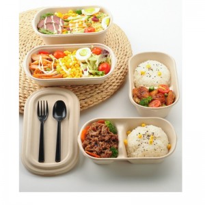 Scatole di confezionamento fast food Bagasse contenitori di imballaggio alimentare con coperchio trasparente contenitore di zucchero compostato