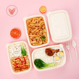 Imballaggio ecologico Cassetta di confezionamento fast food biodegradabile di amido rettangolare di raccolta di container alimentari