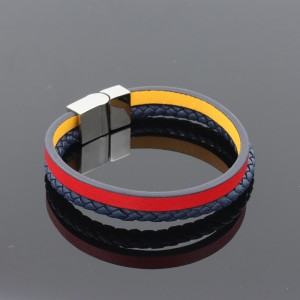 Gioielli in pelle di moda Bracciale in vera pelle Bracciale in pelle intrecciata multistrato Acciaio inossidabile